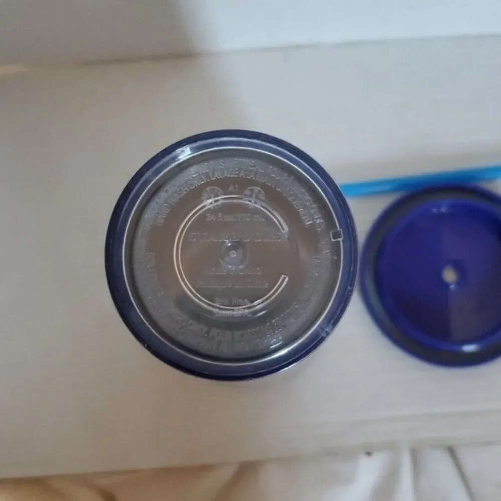 Starbucks Rainbow Iridescent Travel Tumbler Cold Cup 2015 Venti 24 Oz Blue
